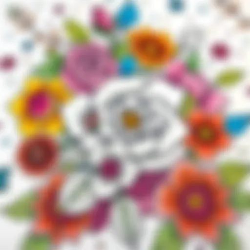Intricate adult coloring pages featuring floral designs