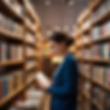 A customer browsing through books at Aisha bookstore