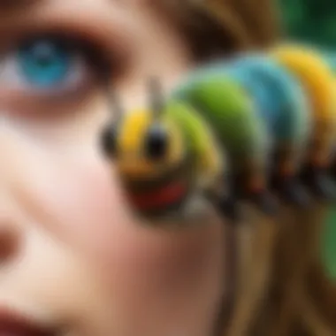 Close-up of the Caterpillar's expressive features during a dialogue with Alice