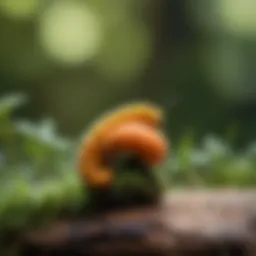 Caterpillar perched on a mushroom, contemplating its identity