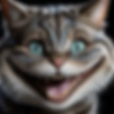 A detailed depiction of the Cheshire Cat with its iconic grin