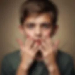 Intriguing visual of a boy with nails, symbolizing the convergence of art and social commentary.