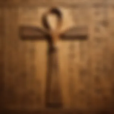 Ancient Egyptian Ankh Symbol Embedded in Hieroglyphs