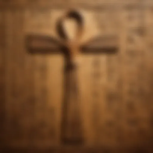 Ancient Egyptian Ankh Symbol Embedded in Hieroglyphs