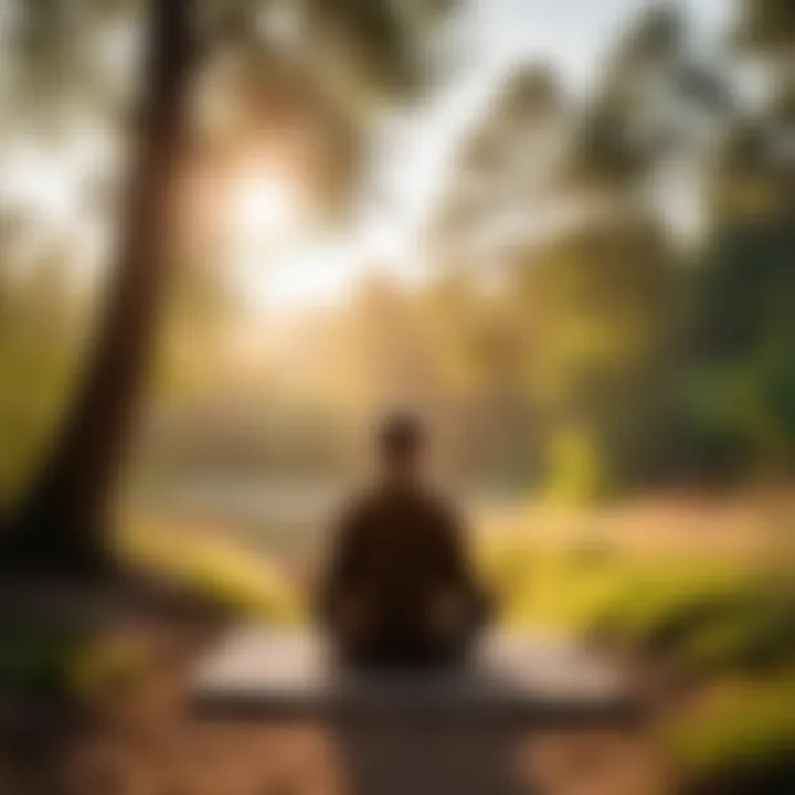 A person meditating in a peaceful setting