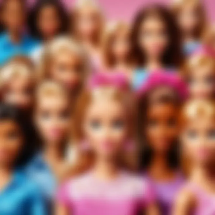 A variety of Barbie dolls showcasing different names and styles