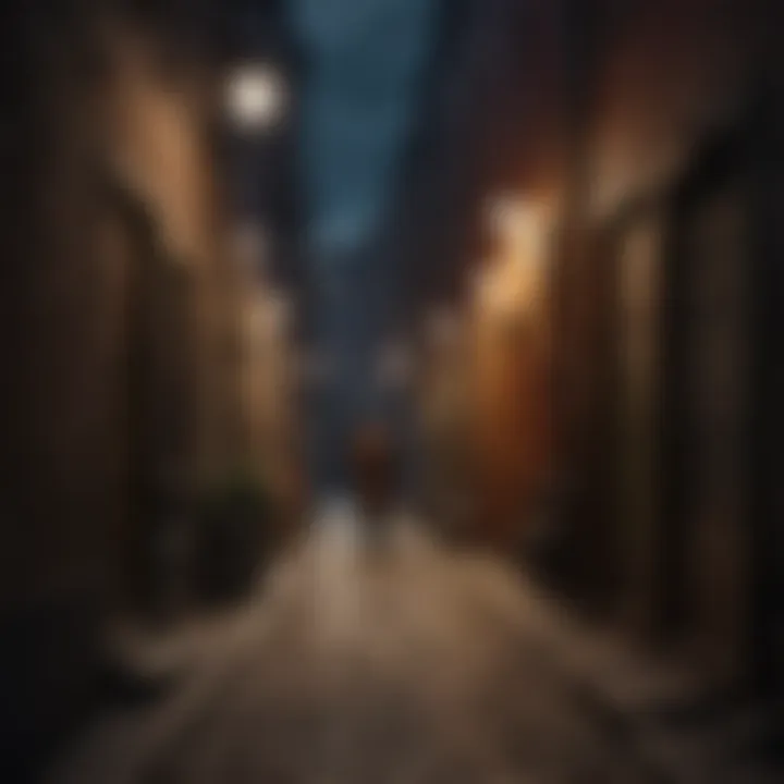 A dark alley representing suspense