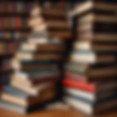 Books piled up representing the wealth of literary history