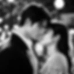 A black and white scene depicting a romantic moment in manga.