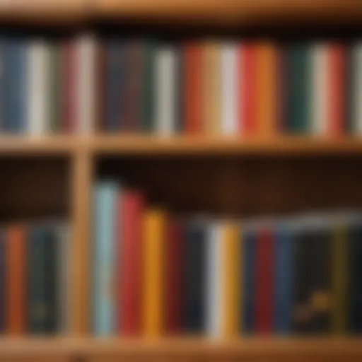 A selection of diverse books on a wooden shelf