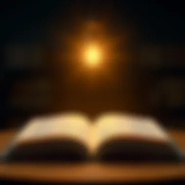 Enlightenment Through Literature An open book with a glowing light symbolizing enlightenment