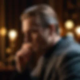 An enigmatic villain contemplating their choices in a dimly lit setting.