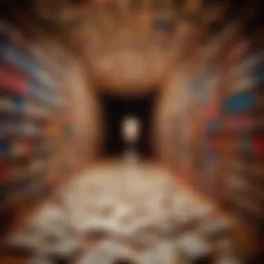 Labyrinth of Emotional Literature A labyrinth of books symbolizing complex thoughts and emotions