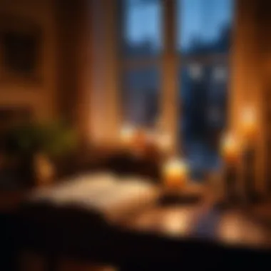 Whispers of Longing A candlelit room filled with shadows, evoking a sense of longing and intimacy.