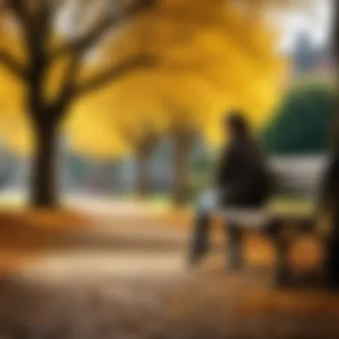 Reflections on Love A solitary figure sitting on a bench, lost in thought, representing the weight of love and loss.