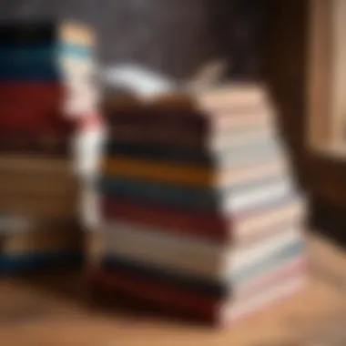 Inspirational Literature Stack A stack of inspirational literature on a wooden table