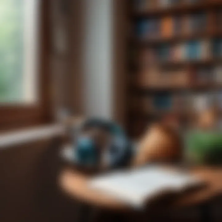 A cozy reading nook with headphones, set for an immersive listening experience