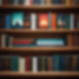 A collection of science fiction books on a wooden shelf.