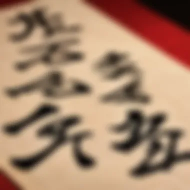 Close-up of ancient Chinese calligraphy showcasing literary artistry