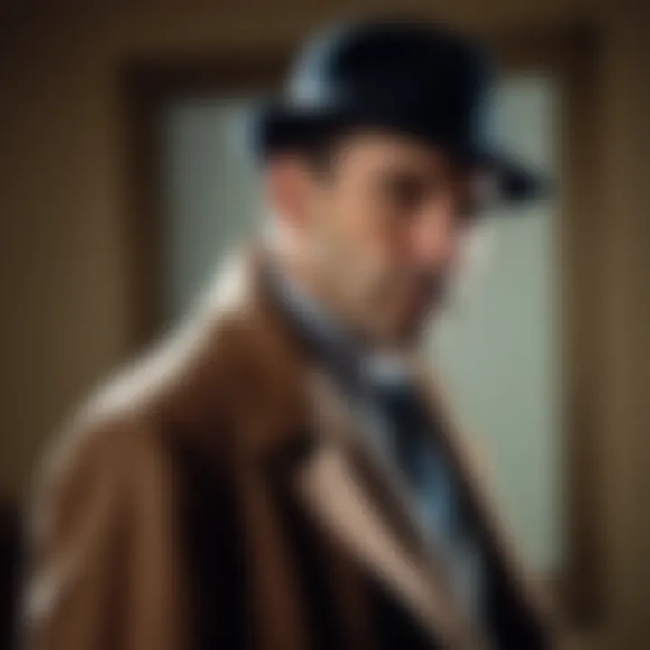 A shadowy figure in a classic detective pose