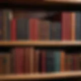 A collection of classic literature books on a wooden shelf