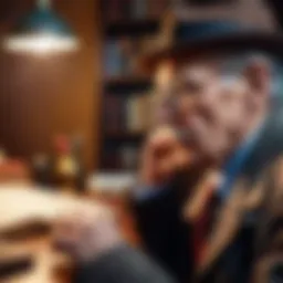 An elderly detective contemplating a mystery
