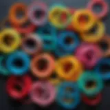 Colorful rubber bands arranged for crafting