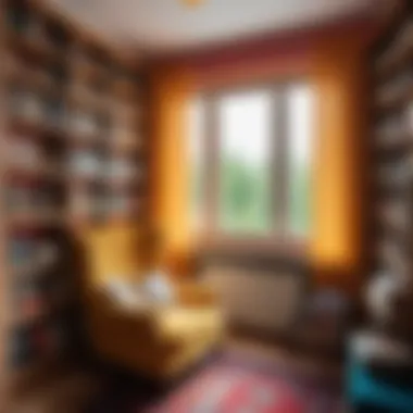 A cozy reading nook filled with books from various genres