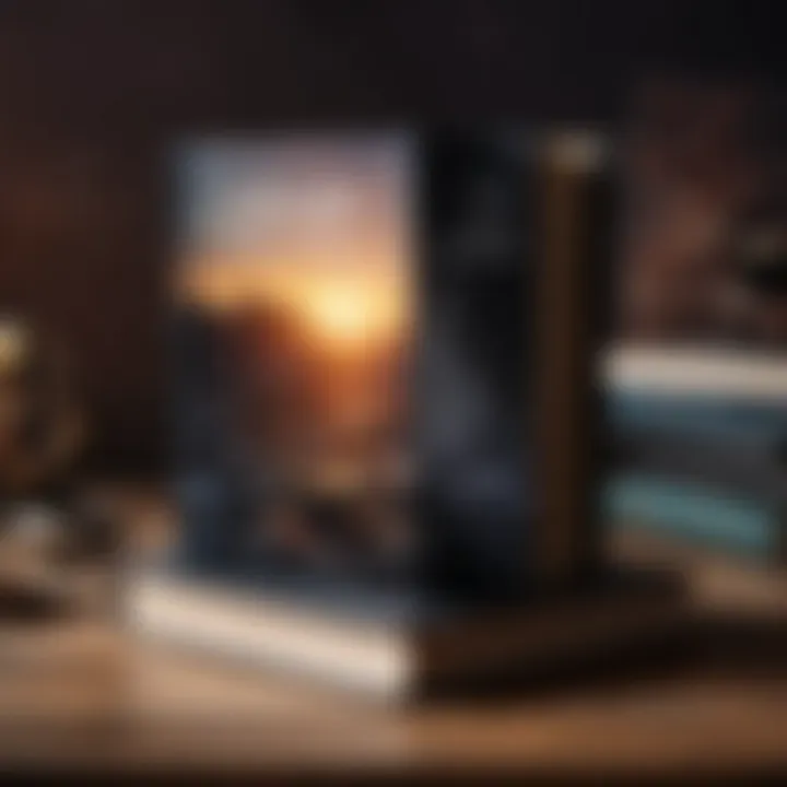 A mysterious book cover featuring ethereal elements and dark themes