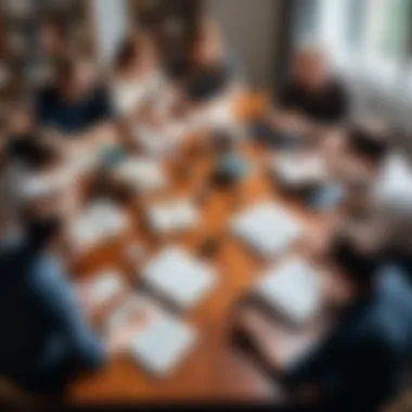 Collaboration Among Writers A diverse group of writers engaged in creative collaboration