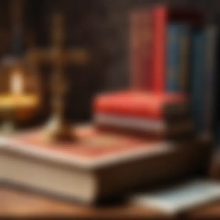 An artistic depiction of cultural symbols from literature and film