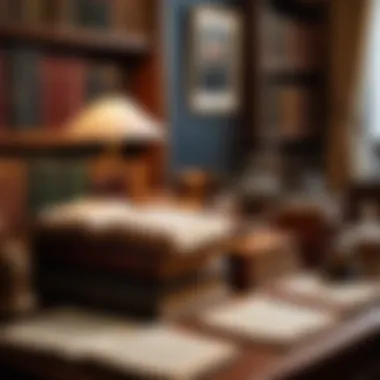 A classic detective's study filled with books and artifacts, representing Dupin's intellectual environment