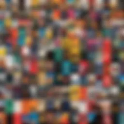 A diverse collection of music albums with vibrant covers