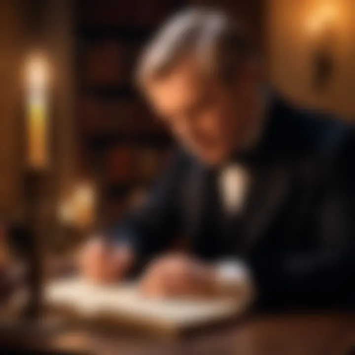 Dr. John Watson writing notes by candlelight