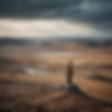 Isolation in an Unforgiving World A solitary figure reflecting in a desolate landscape