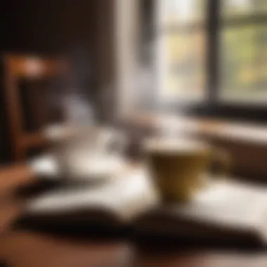 Insightful Non-Fiction An open book next to a steaming cup of coffee, representing non-fiction