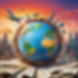 A dynamic illustration representing the concept of transmigration in manga, showcasing vibrant worlds colliding.