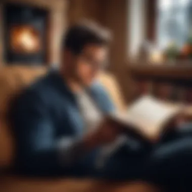 Enjoying a Book in a Cozy Environment A person enjoying reading in a cozy setting