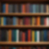 A collection of books on a wooden shelf, illustrating diverse themes and styles.