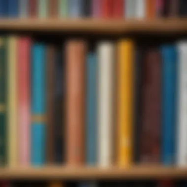 A diverse collection of books arranged on a shelf, representing the variety of genres found in developmental literature.