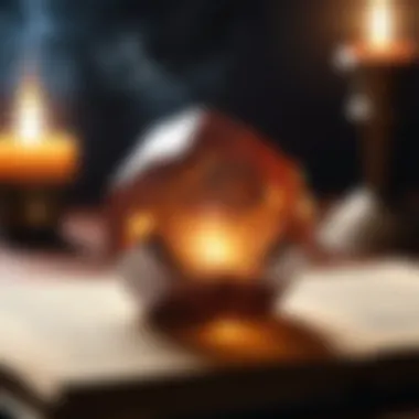 A close-up of a philosopher's stone glowing with mystical light.