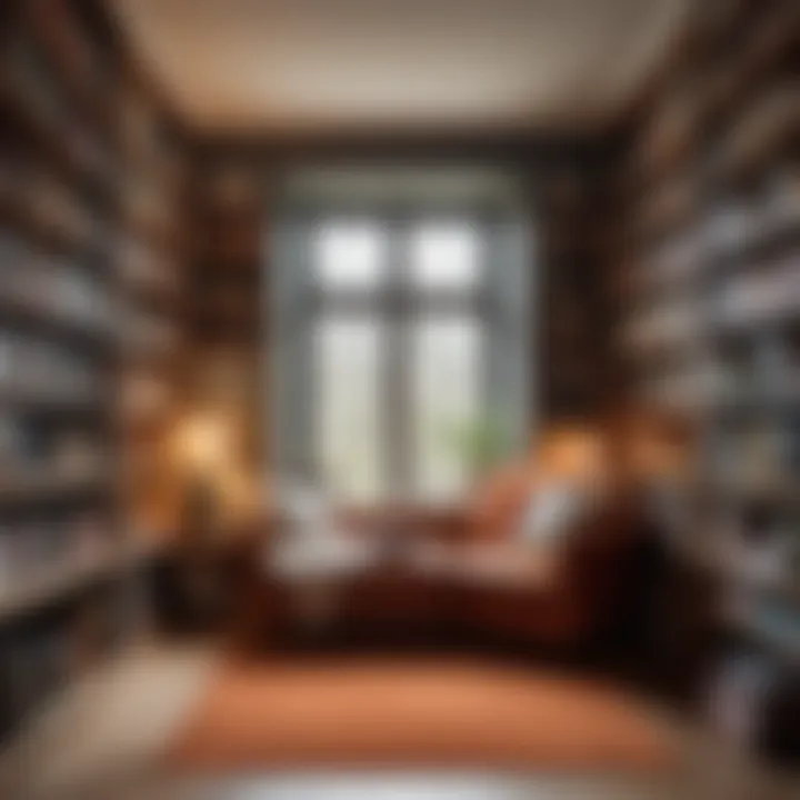 A cozy reading nook surrounded by shelves of books