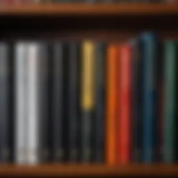 A collection of classic espionage novels on a bookshelf