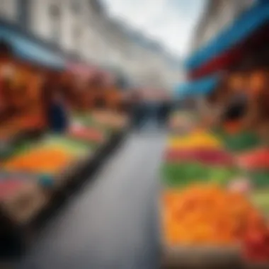 Vibrancy Amidst Adversity An outdoor market in a Parisian slum with vibrant local culture