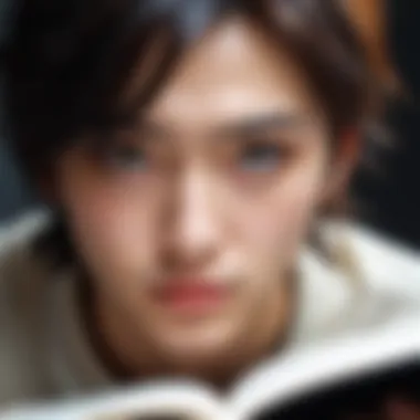 A close-up of a reader immersed in a manhwa book, showcasing emotions