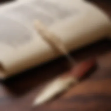 The Craft of Storytelling: Quill and Parchment A close-up of a quill and parchment, suggesting the craft of storytelling about love