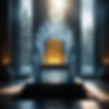 A majestic depiction of the Glass Throne surrounded by ethereal light