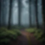 A dark, ominous forest representing the eerie settings in horror literature