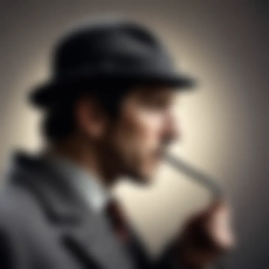 The iconic silhouette of Sherlock Holmes with a deerstalker hat and pipe