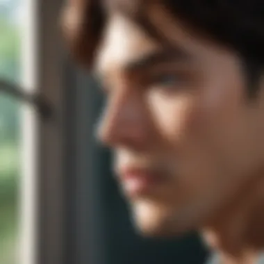 Contemplation in Character Development Illustration showing a character in deep contemplation reflecting on their struggles.